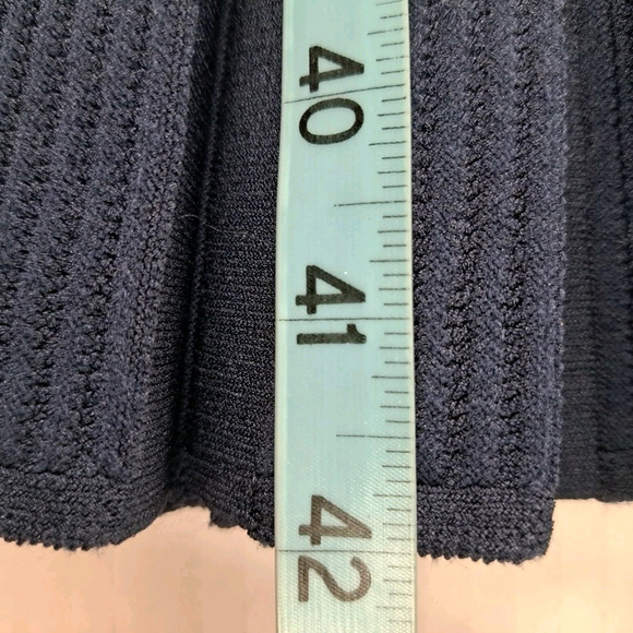 Jason Wu Collection Dress Womens S Navy Blue Ribbed Pleated Half Sleeve Pullover - Picture 15 of 16